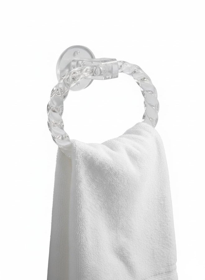 SAKPACK Acrylic Towel Ring Holder | Wall Mounted Transparent Bathroom Towel Hanger | Durable & Stylish Hand Towel Holder for Bathroom, Kitchen & Wash Basin - Image 3